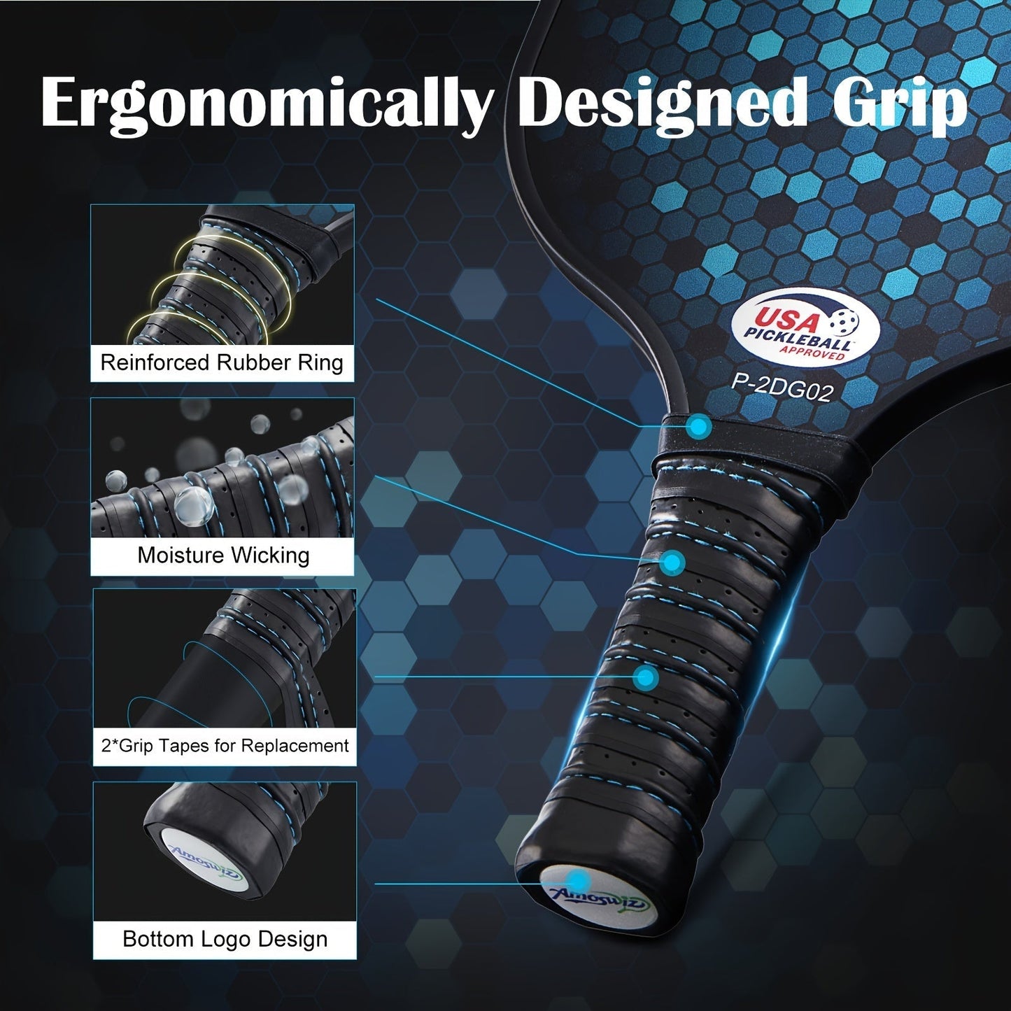 Pickleball Paddle Set 4-Pack Fiberglass Beginners-3