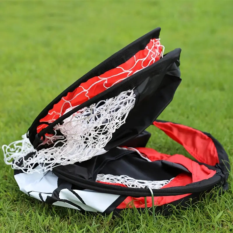 Portable Dual-Use Folding Soccer Goal - Red-3