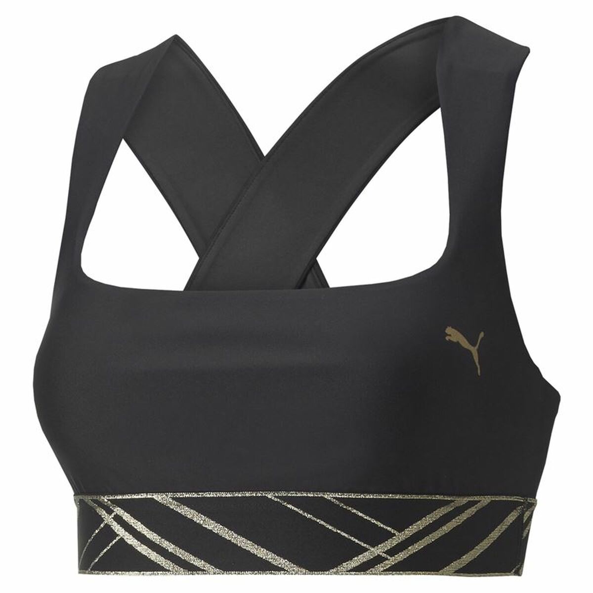 Sports Bra Puma Mid Impact Deco Glam Black-0