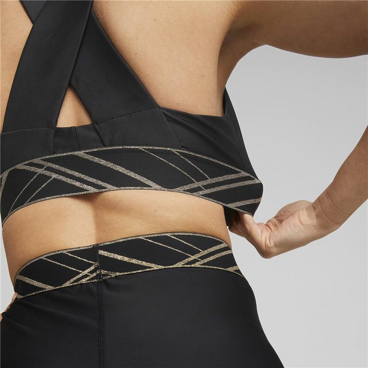 Sports Bra Puma Mid Impact Deco Glam Black-3