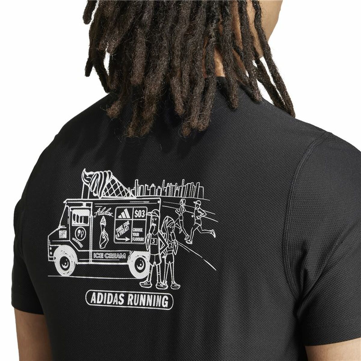 Men’s Short Sleeve T-Shirt Adidas Running Ice Cream Graphic Black