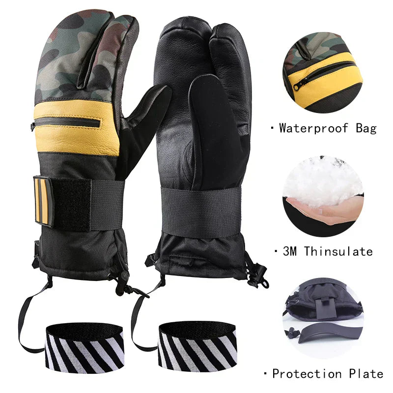 Five Finger Design Ski Gloves-1