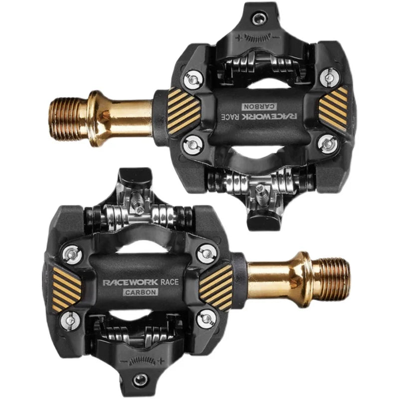 Self-Locking SPD Mountain Bike Pedals Carbon Gold-0