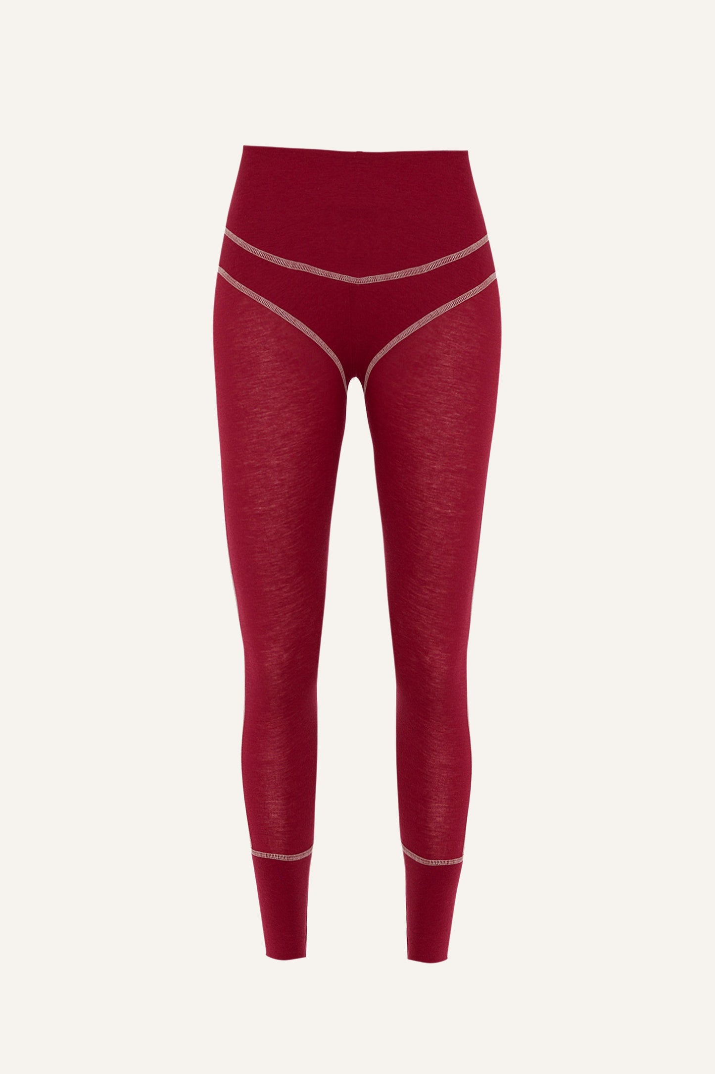 Lyocell/Wool Sportlegging - Burgundy (Cream Thread)