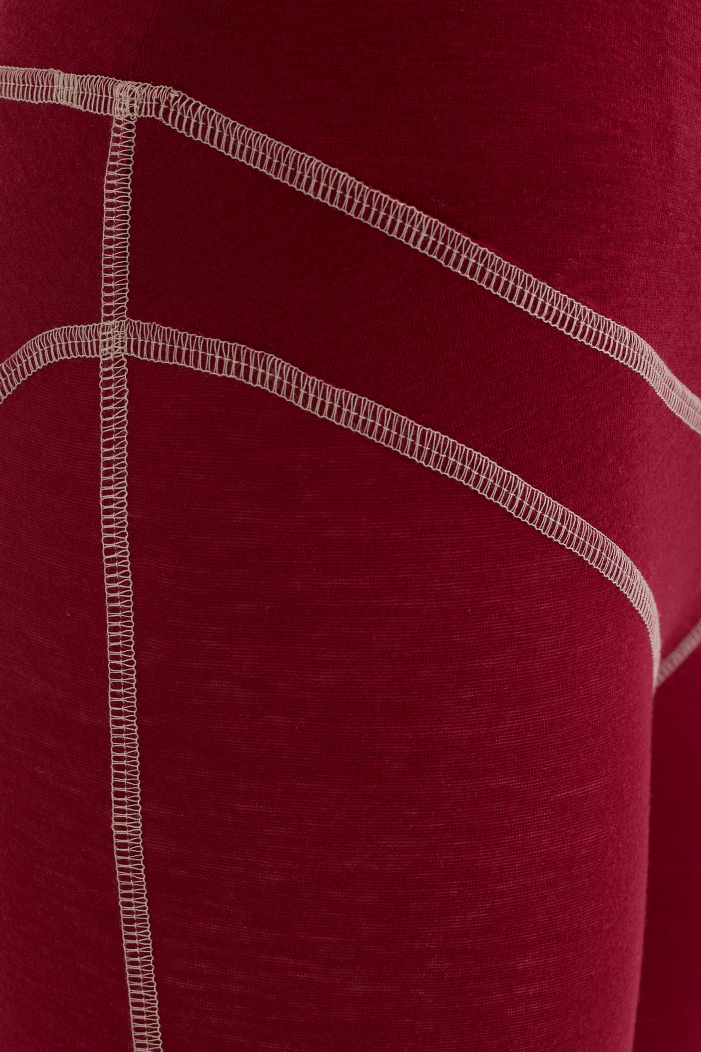 Lyocell/Wool Sportlegging - Burgundy (Cream Thread)