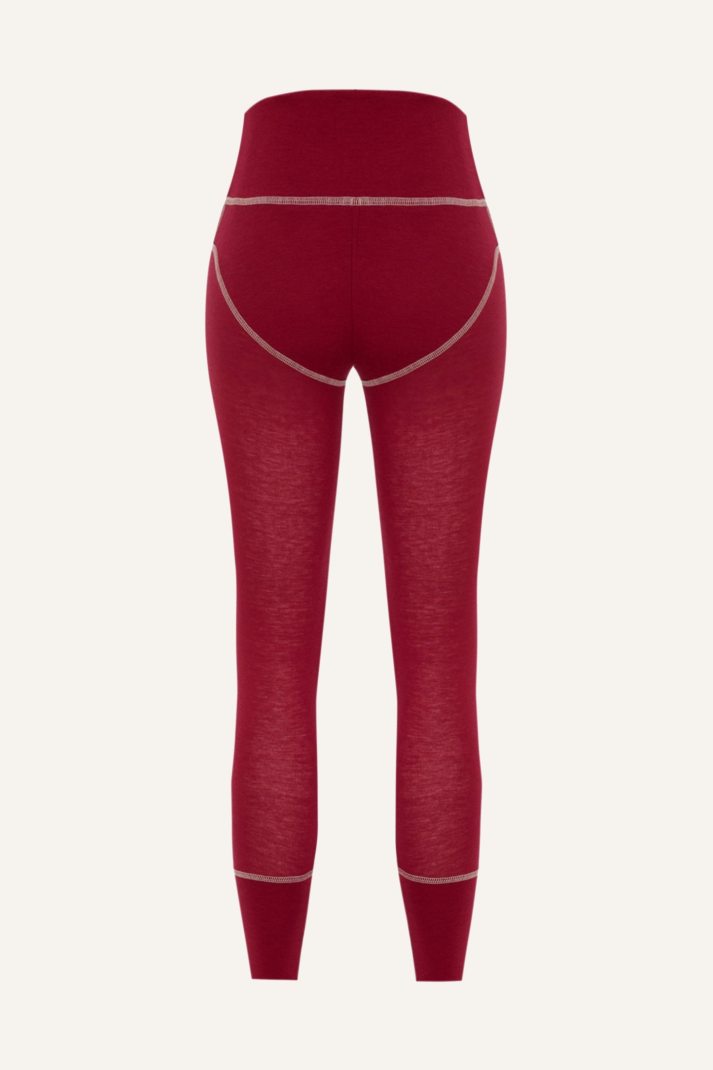 Lyocell/Wool Sportlegging - Burgundy (Cream Thread)