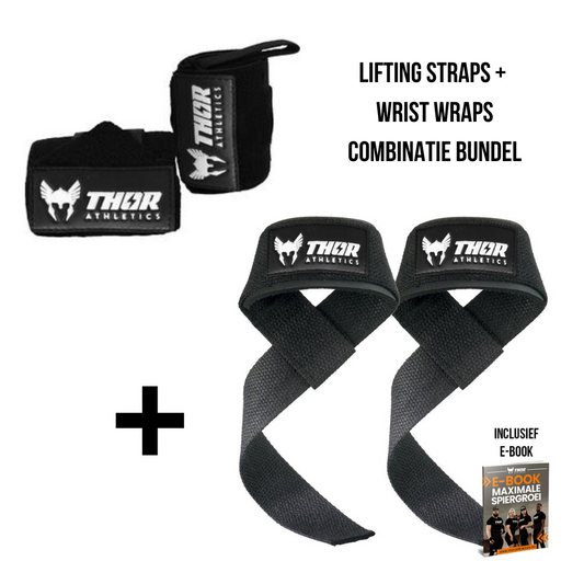 Lifting Straps + Wrist Wraps - Zwart - Inclusief E-Book-0