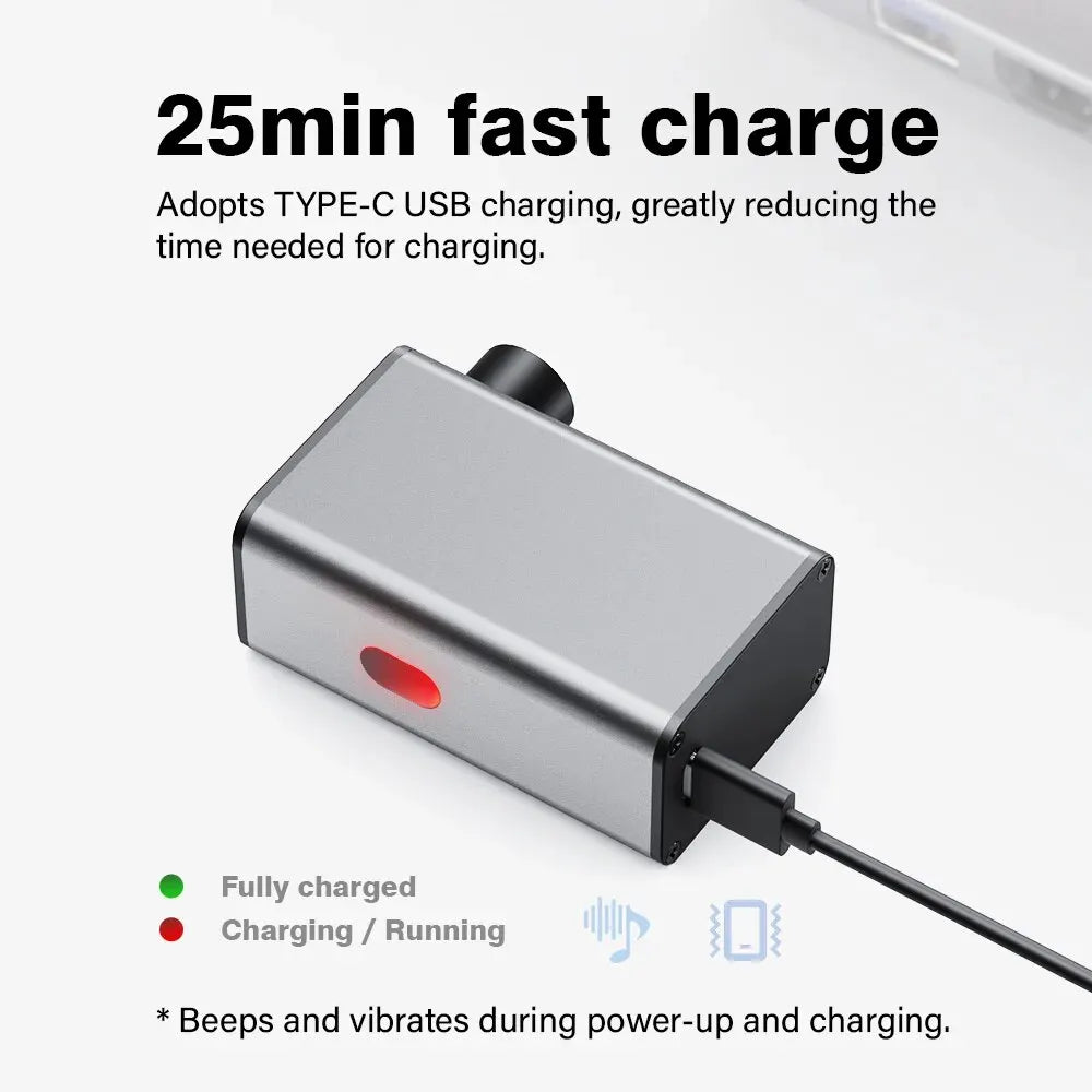 A3 Mini Electric Bicycle Air Pump Cordless Aluminum Inflator Grey-3