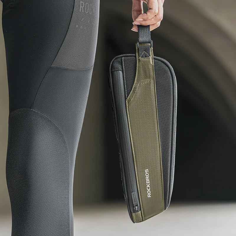 0.65L Ultralight Nylon Bike Top Tube Frame Bag Rainproof Green-4