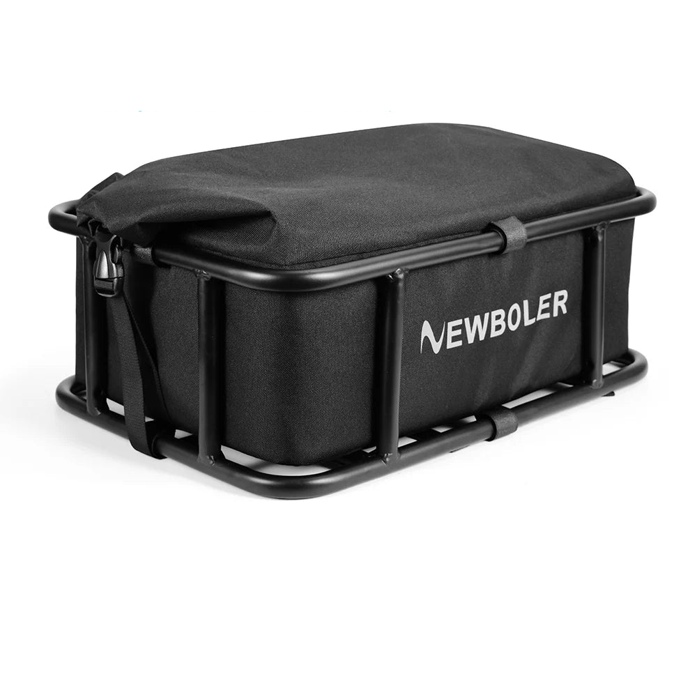 Rear Bike Basket with Waterproof Bag Metal Rear Rack Carrier Black-0