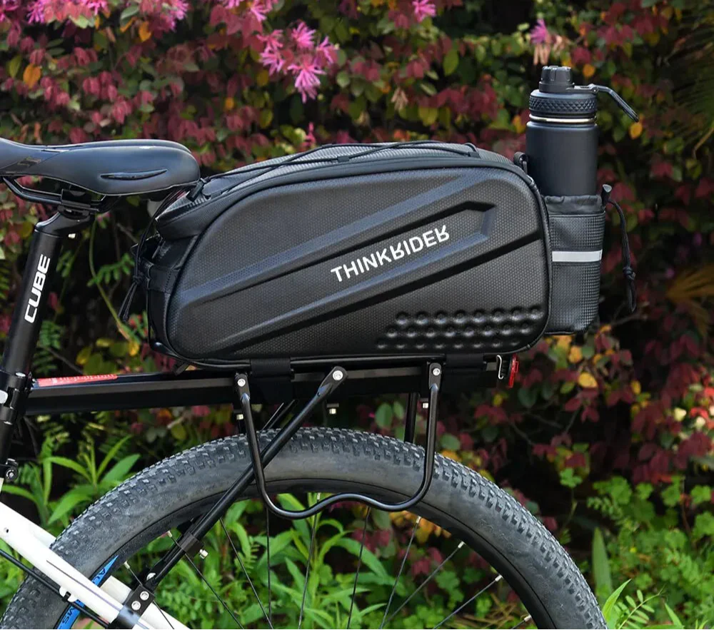 14L Bicycle Hard Shell Hunch Waterproof PU Bike Tail Bag Black-2