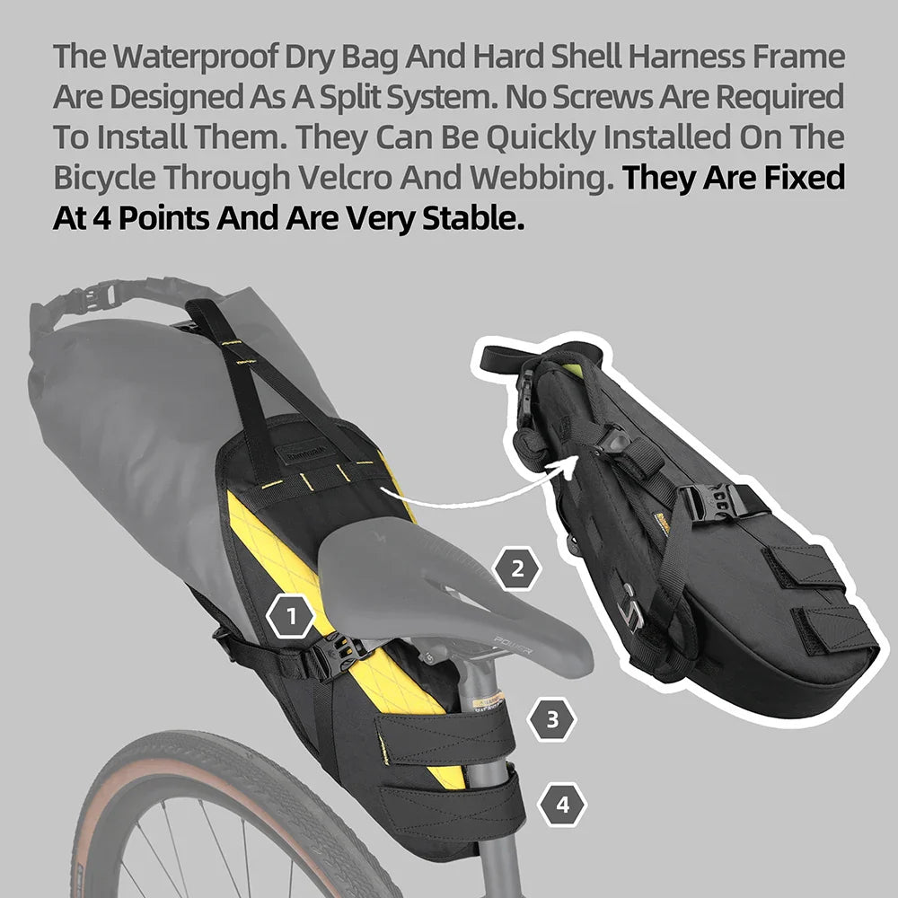 14L Waterproof Bike Saddle Bag Stable Removable Dry Bag Yellow-3