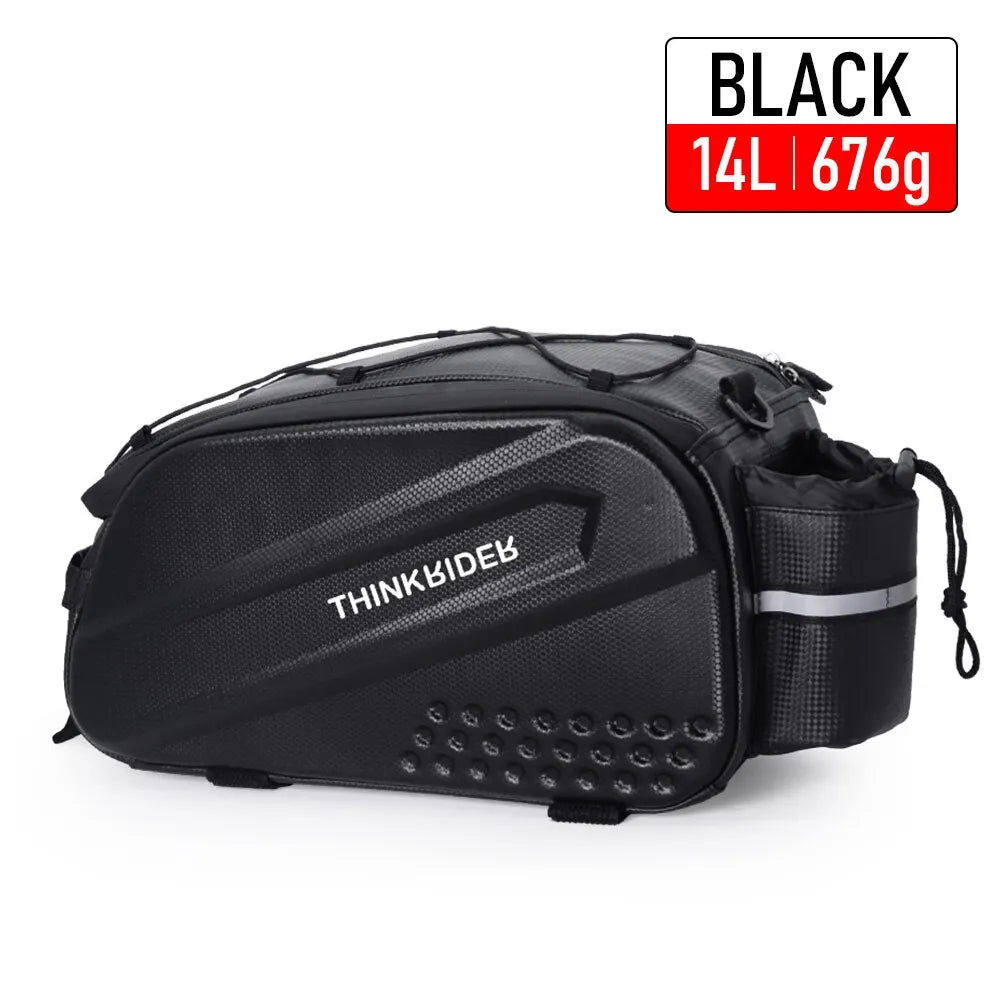 14L Bicycle Hard Shell Hunch Waterproof PU Bike Tail Bag Black-1