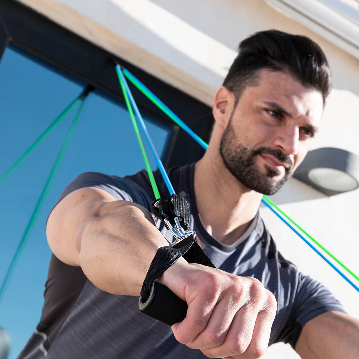 Set of Resistance Bands with Accessories and Exercise Guide Tribainer InnovaGoods 3 Units