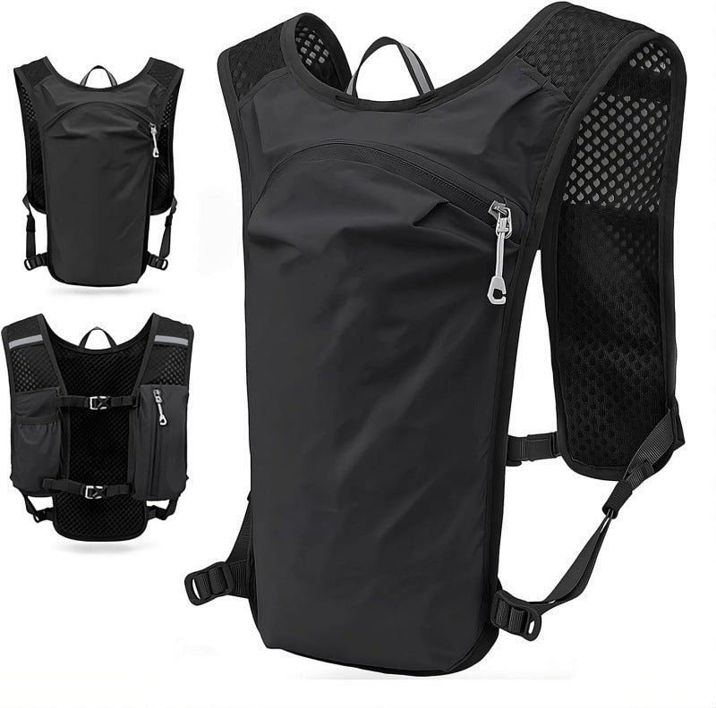NNEDSZ Black Lightweight Hydration Vest Pack - Breathable Running & Cycling Backpack-0