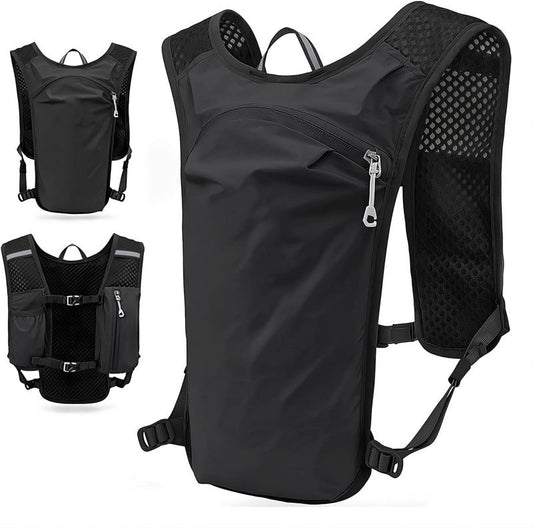 NNEDSZ Black Lightweight Hydration Vest Pack - Breathable Running & Cycling Backpack-0