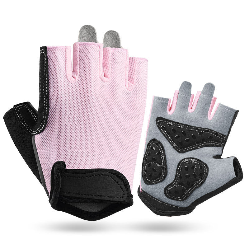 NNEDSZ M Pink Women's Summer Cycling Gloves - Breathable Half-Finger Non-Slip Fitness Training Gloves for Weightlifting
