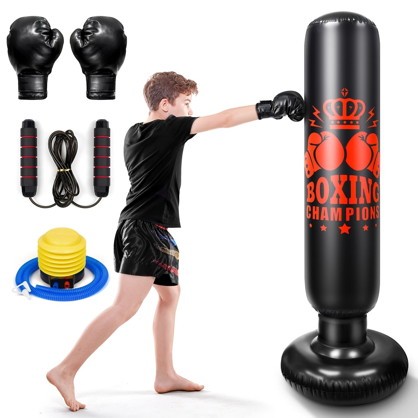Punching Bag with Gloves & Skipping Rope-1