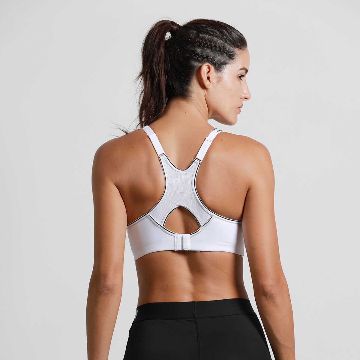 Full Support High Impact Padded White Sports Bra-2