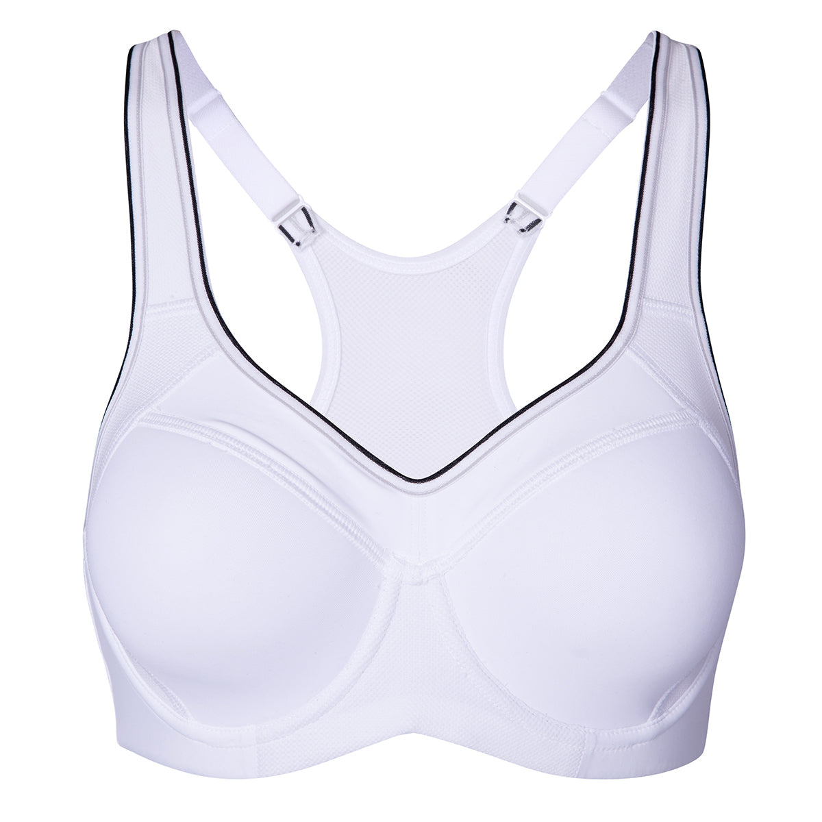 Full Support High Impact Padded White Sports Bra-3
