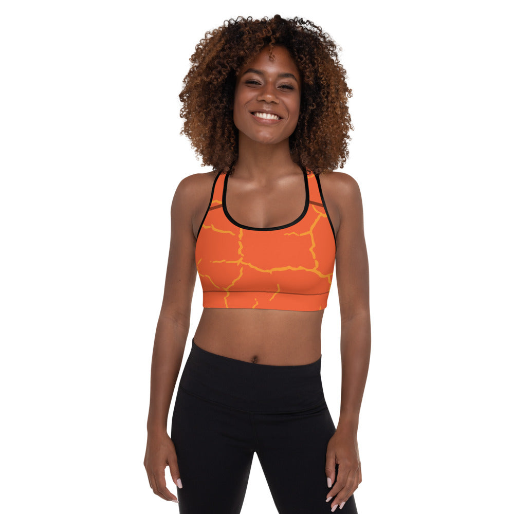 Smash Crackle Orange Padded Sports Bra-4