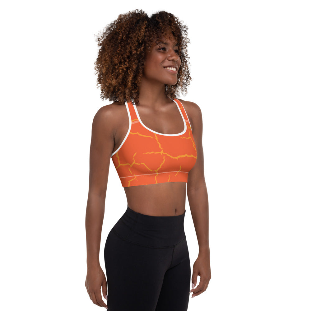 Smash Crackle Orange Padded Sports Bra-2
