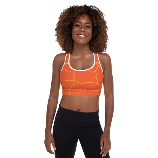 Smash Crackle Orange Padded Sports Bra-0