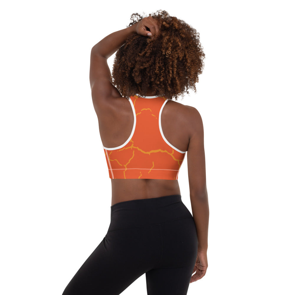 Smash Crackle Orange Padded Sports Bra-3