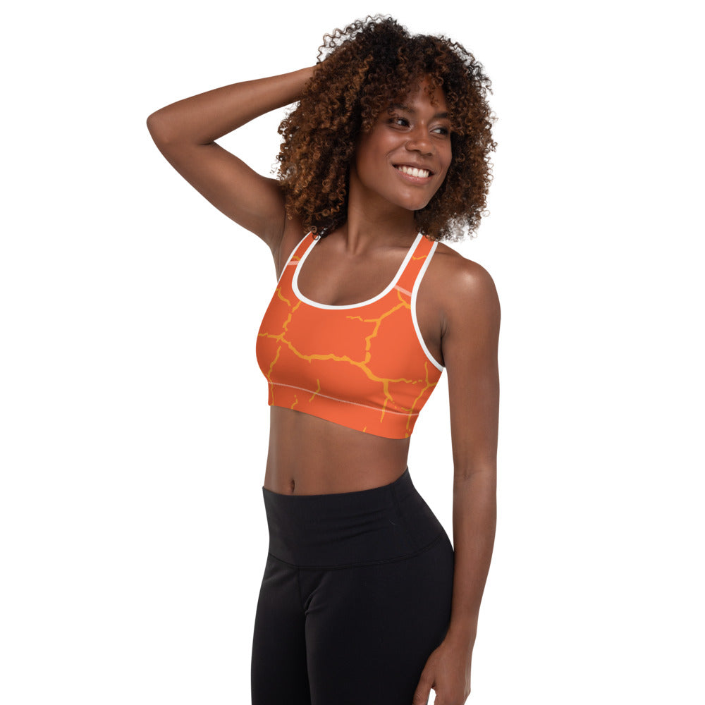 Smash Crackle Orange Padded Sports Bra-1