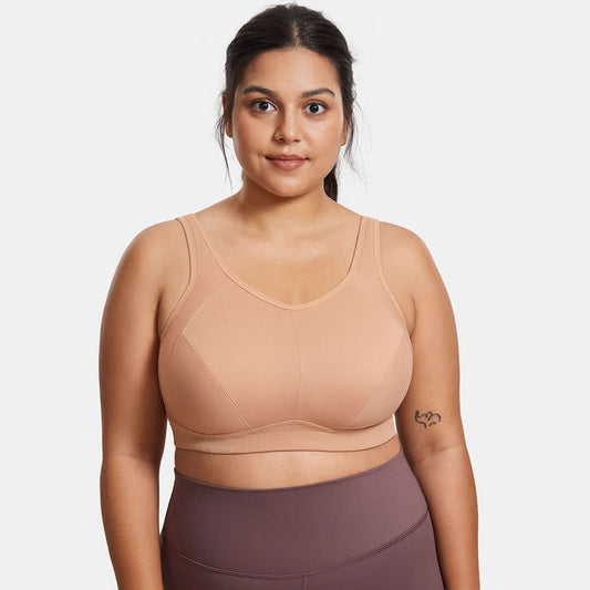 Plus Size High Support Full Coverage Padded Nude Wireless Bra-0