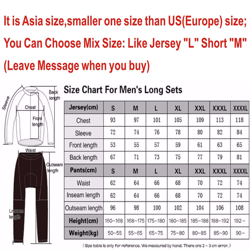 Spring/Autumn Belgium Cycling Jersey 9D Bib Set MTB Uniform Bike Clothing Quick Dry Bicycle Clothes Men‘s Long Cycling Wear