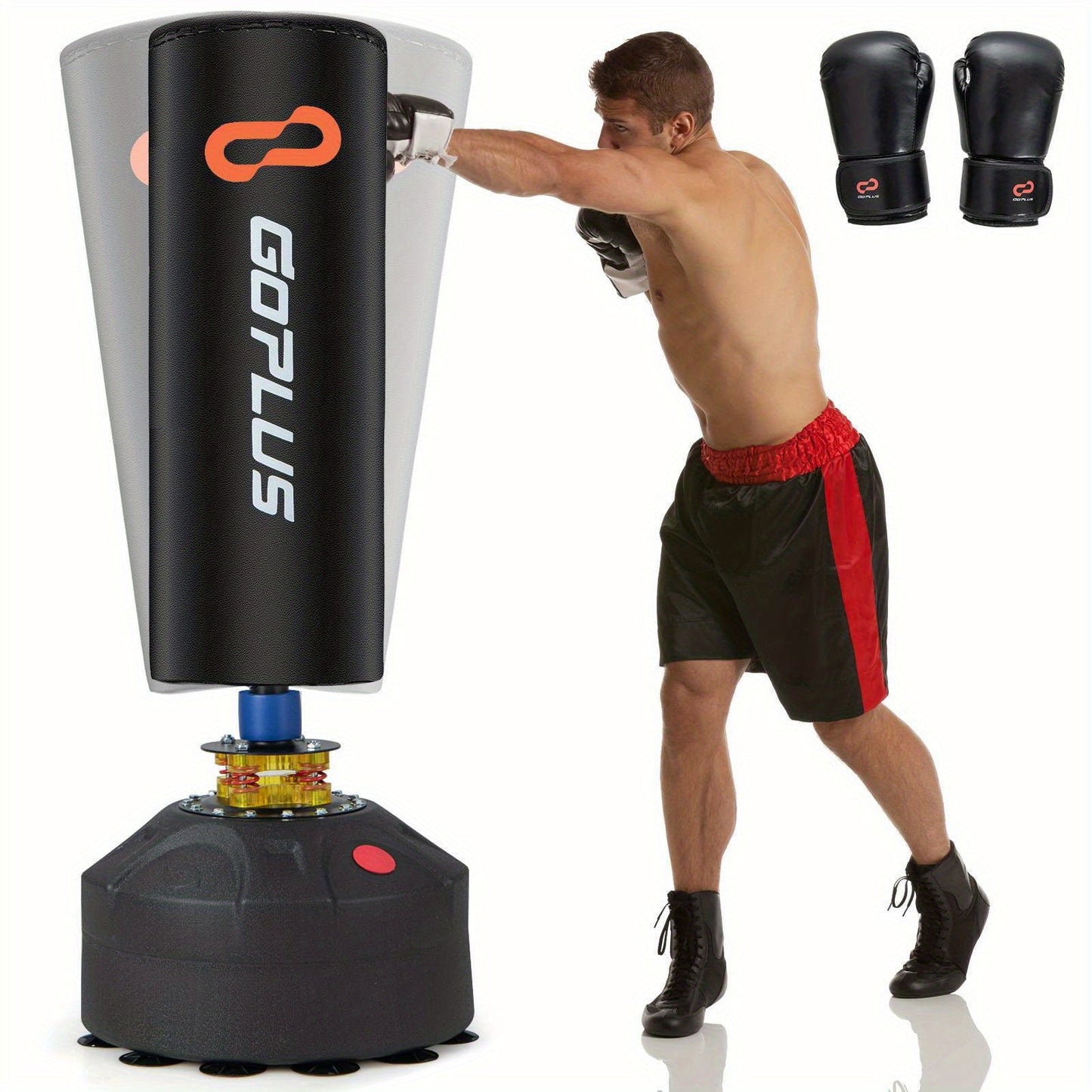 Free Standing Punching Boxing Bag - Heavy Duty Sandbag w/ Boxing Gloves(Black)-0
