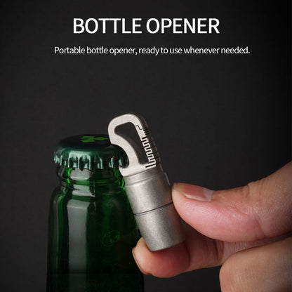 Titanium Alloy Keychain Mini Flashlight Light LED Multifunctional Bottle Opener