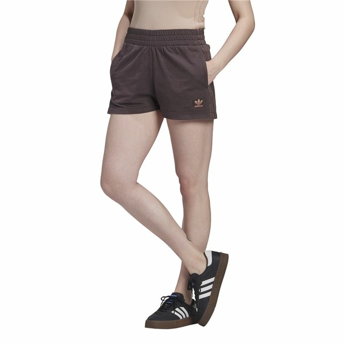 Sports Shorts for Women Adidas Originals 3 stripes Brown