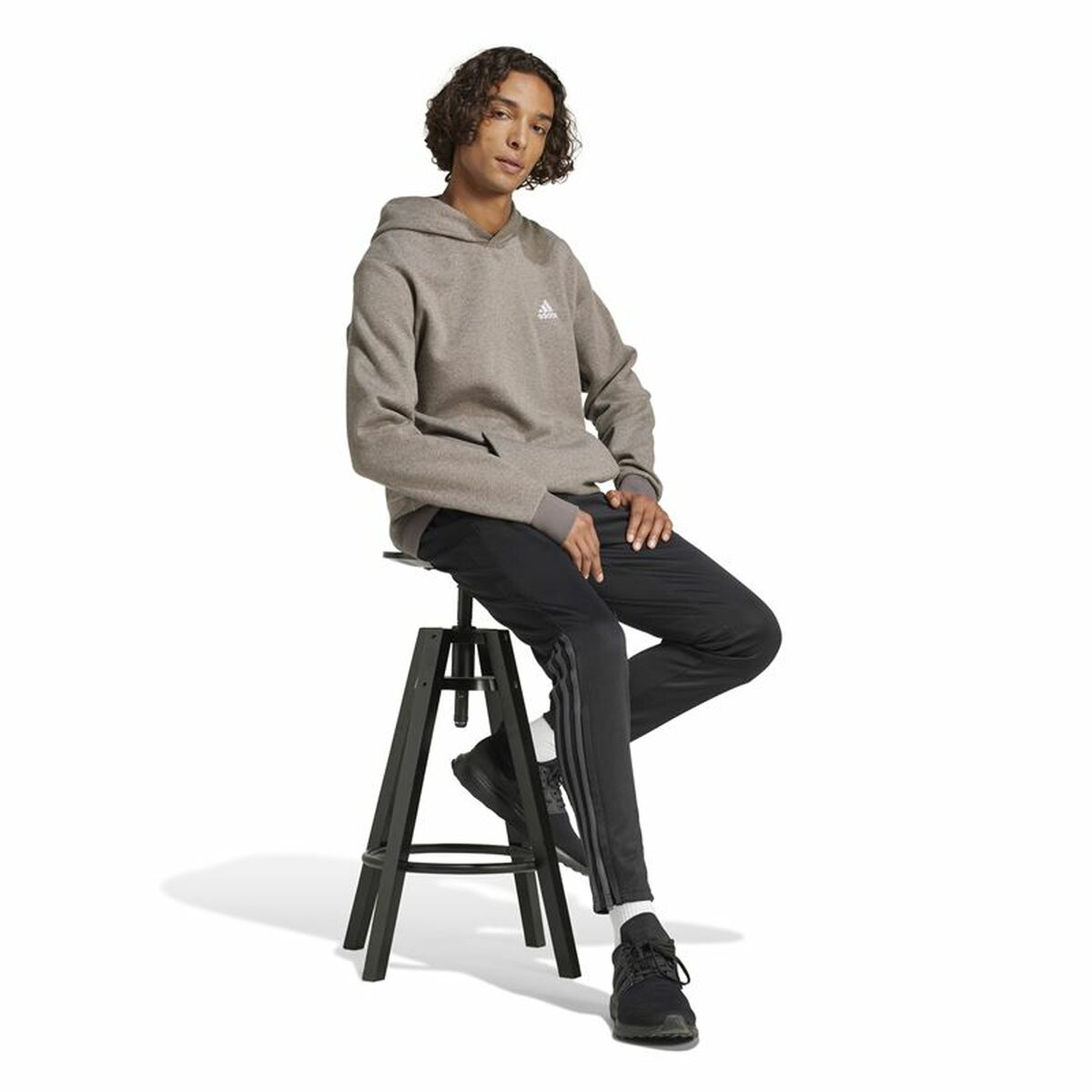 Men’s Hoodie Adidas Seasonal Essentials Melange Hoodie Brown Beige