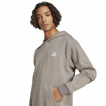 Men’s Hoodie Adidas Seasonal Essentials Melange Hoodie Brown Beige