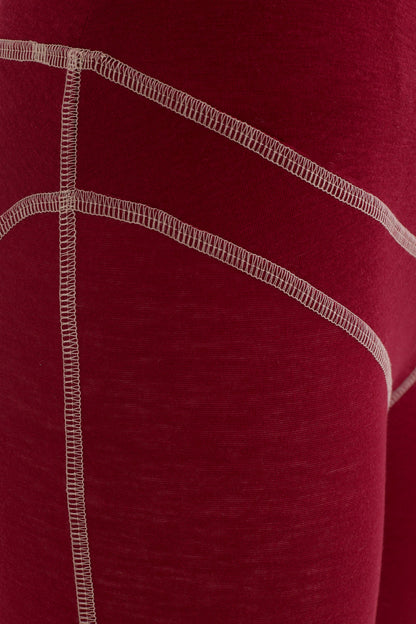Lyocell/Wool Sportlegging - Burgundy (Cream Thread)