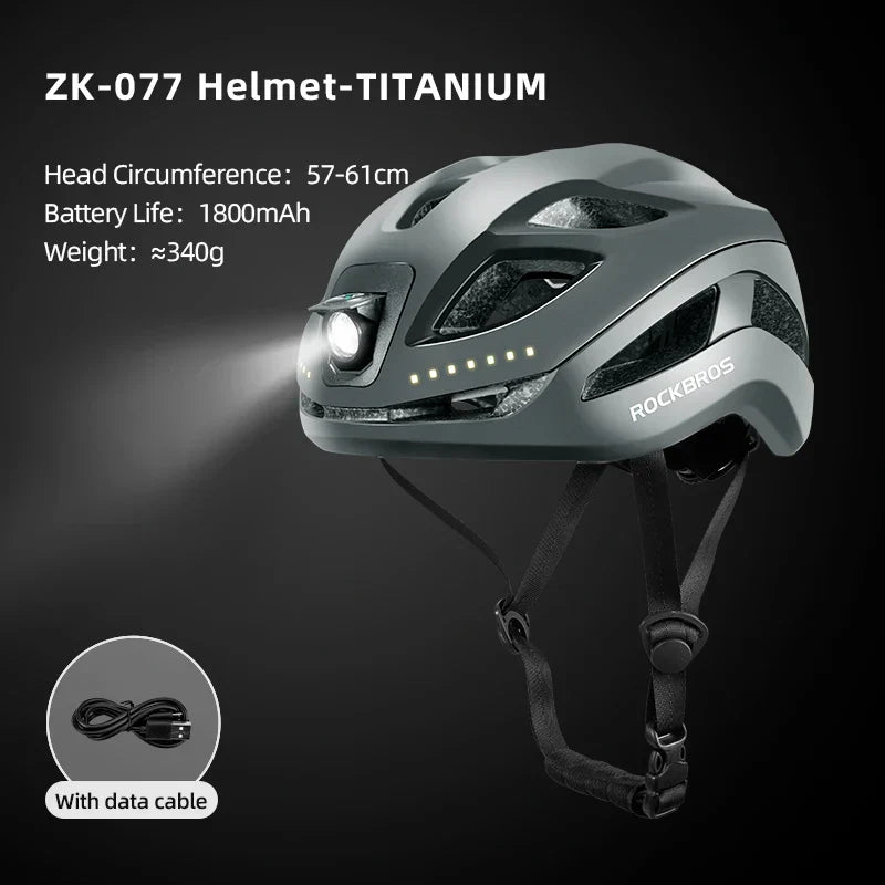 Rechargeable LED Cycling Helmet with Type-C Charging Grey-4
