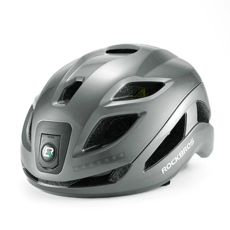 Rechargeable LED Cycling Helmet with Type-C Charging Grey-0