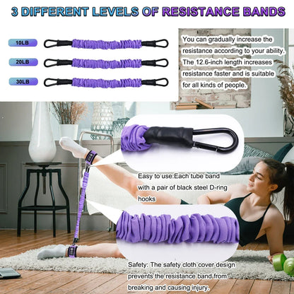 Leg & Glute Ankle Resistance Bands with Cuffs - 60LB Set of 3-3