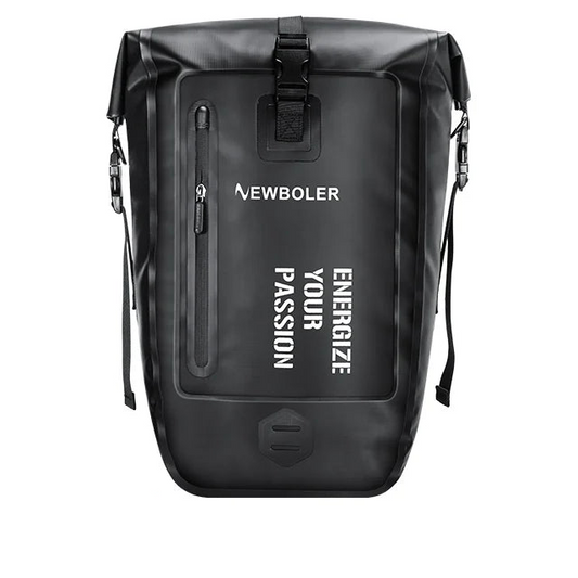 27L Waterproof Bike Pannier Bag with Roll-Top Closure Black-0