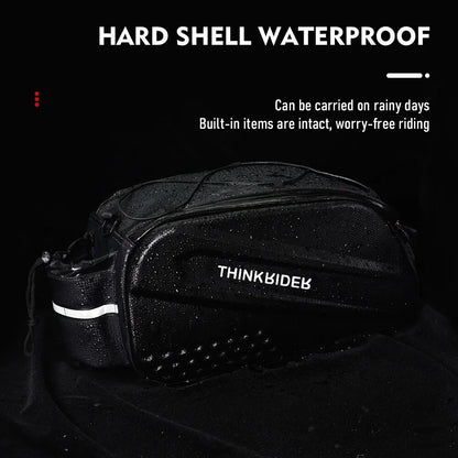 14L Bicycle Hard Shell Hunch Waterproof PU Bike Tail Bag Black-4