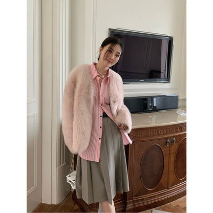 Fireladyfur Women's Pink Tuscan Sheepskin Coat“Babylon Phantom Nights”