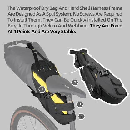 14L Waterproof Bike Saddle Bag Stable Removable Dry Bag Yellow-3