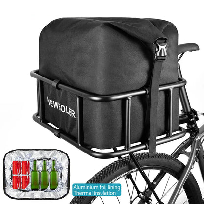 Rear Bike Basket with Waterproof Bag Metal Rear Rack Carrier Black-3