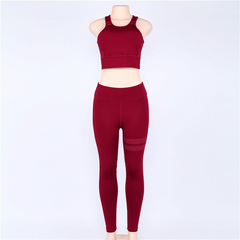High Waist 2 Piece Fitness Set Women New Seamless Leggings Push Up Yoga Suit Woman Gym Running Sportswear For Ladies