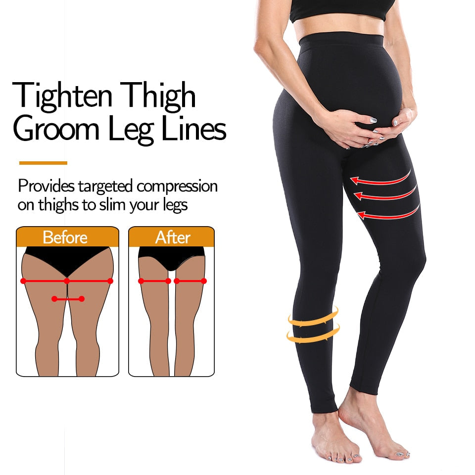 Zwangerschapslegging lang of kort -- High Waist Belly Support Legging (S-M-L)