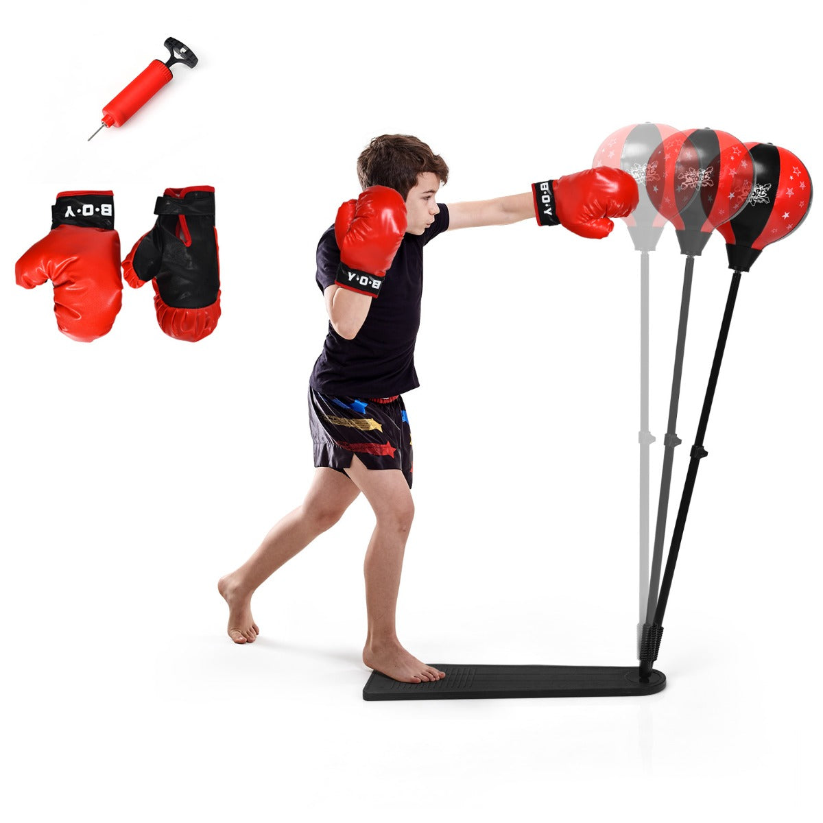 NNECW Inflatable Boxing Ball with Boxing Gloves & Air Pump for Kid